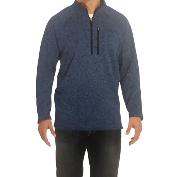 Eddie Bauer Convector 1/4 Zip Sweater Size M Zippered Pocket Fleece Navy Blue - Picture 1 of 13